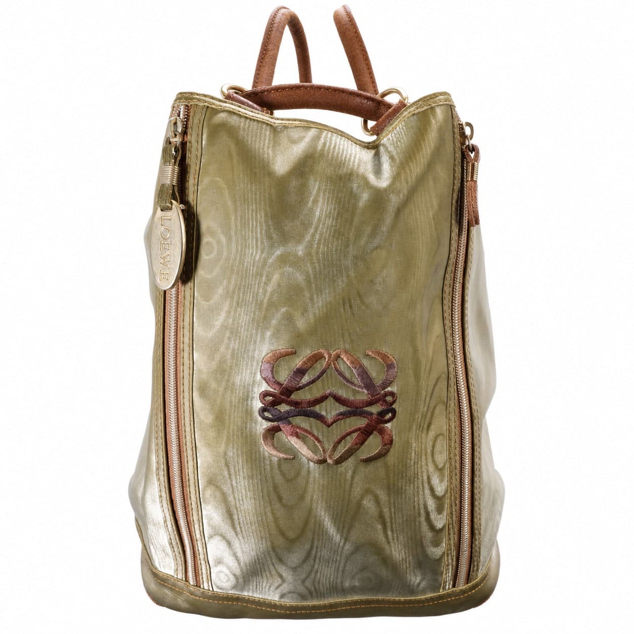 Loewe Anagram Coated PVC Backpack Tote Bag Convertible Olive Green handbags auction on bidia.ai