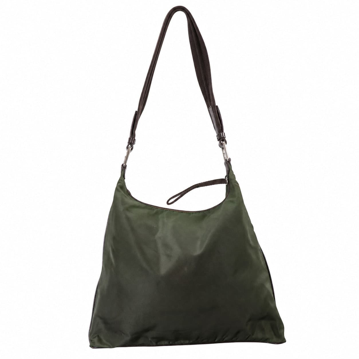 Prada Tessuto Nylon Leather Olive Green Hobo Shoulder Bag Handbag Purse handbags auction on bidia.ai