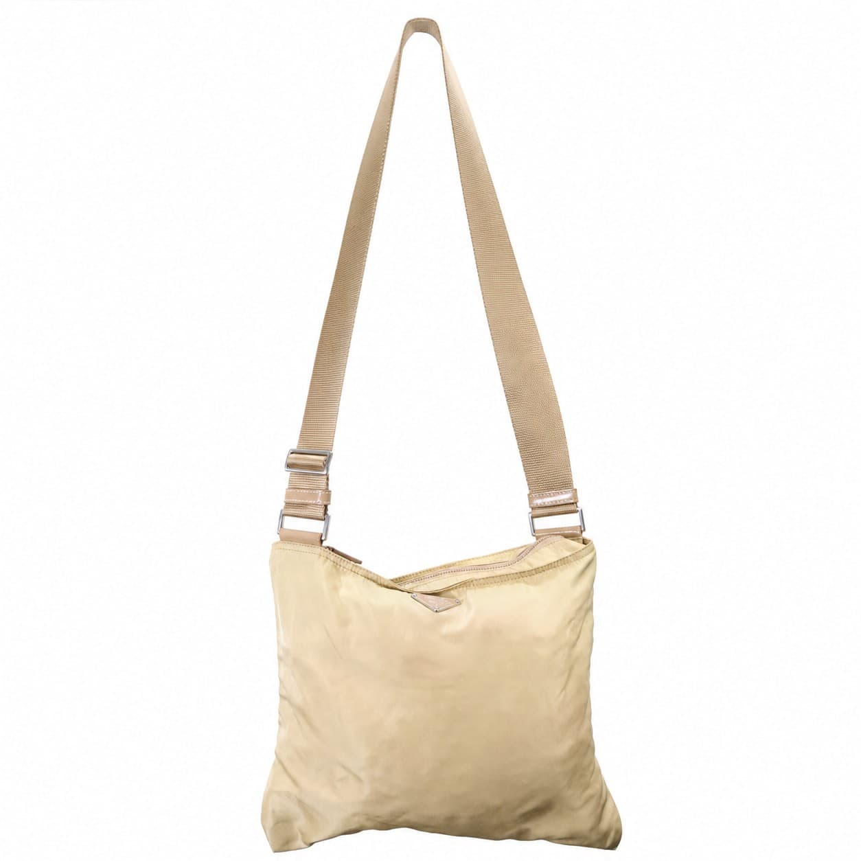 Prada Tessuto Nylon Crossbody Messenger Bag Handbag Purse Yellow Beige handbags auction on bidia.ai
