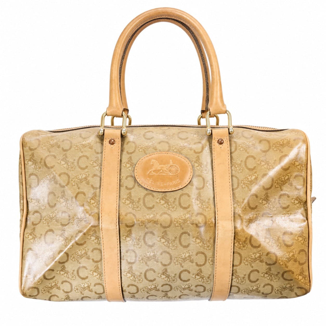 Celine Diffusion Macadam Monogram Canvas Barrel Bag Handbag Purse Beige handbags auction on bidia.ai