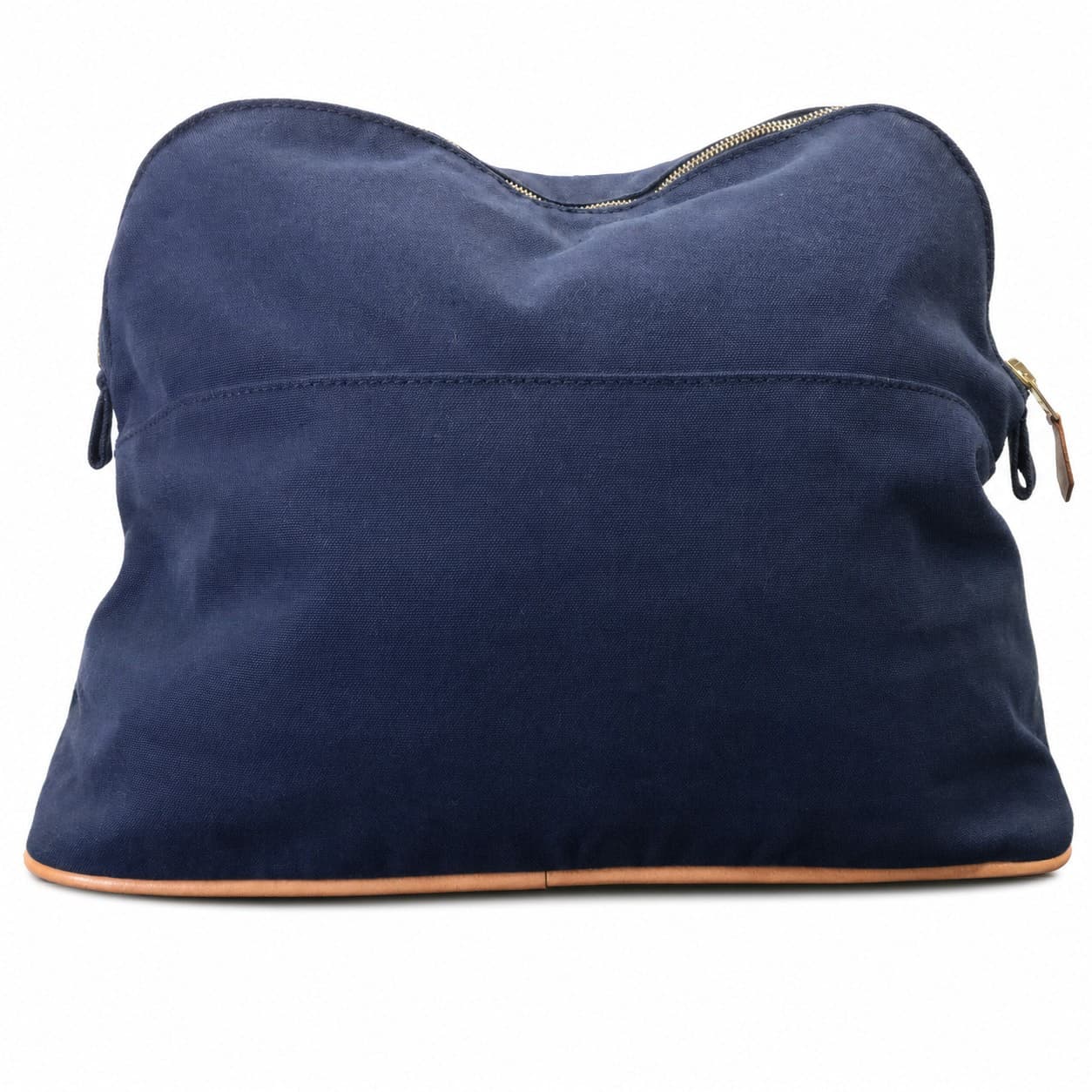Hermès Bolide Canvas Cosmetic Travel Pouch Navy Leather Trim Bag Clutch handbags auction on bidia.ai