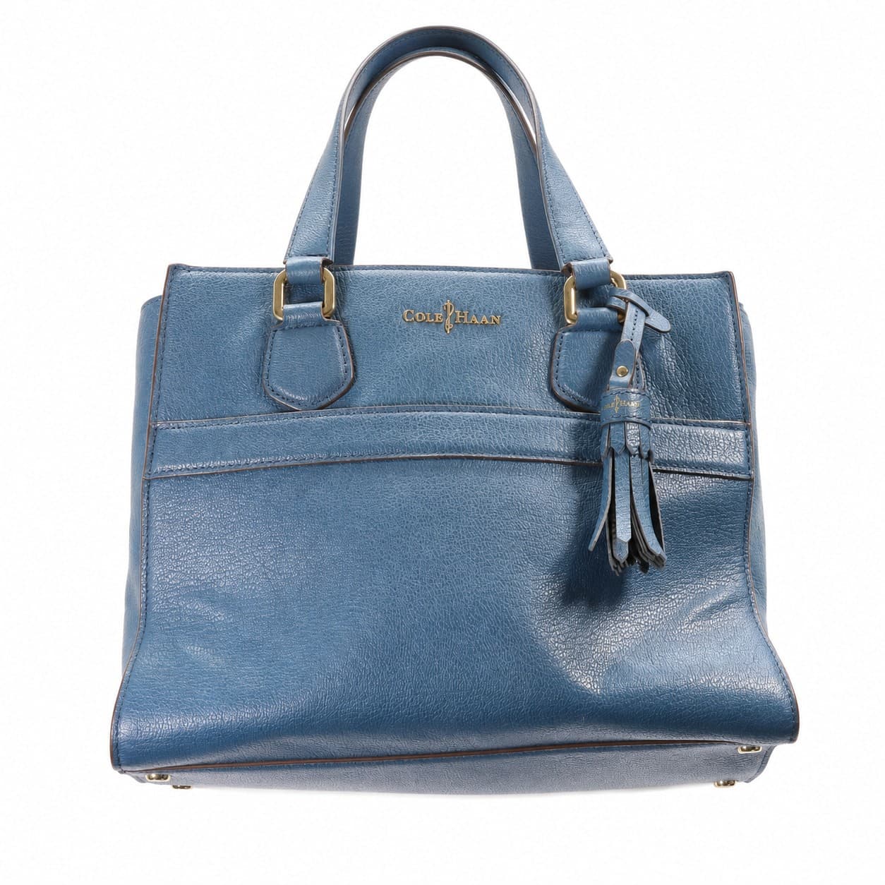 Cole Haan Berkeley Leather Satchel Handbag Purse Bag Blue Blazer Crossbody handbags auction on bidia.ai