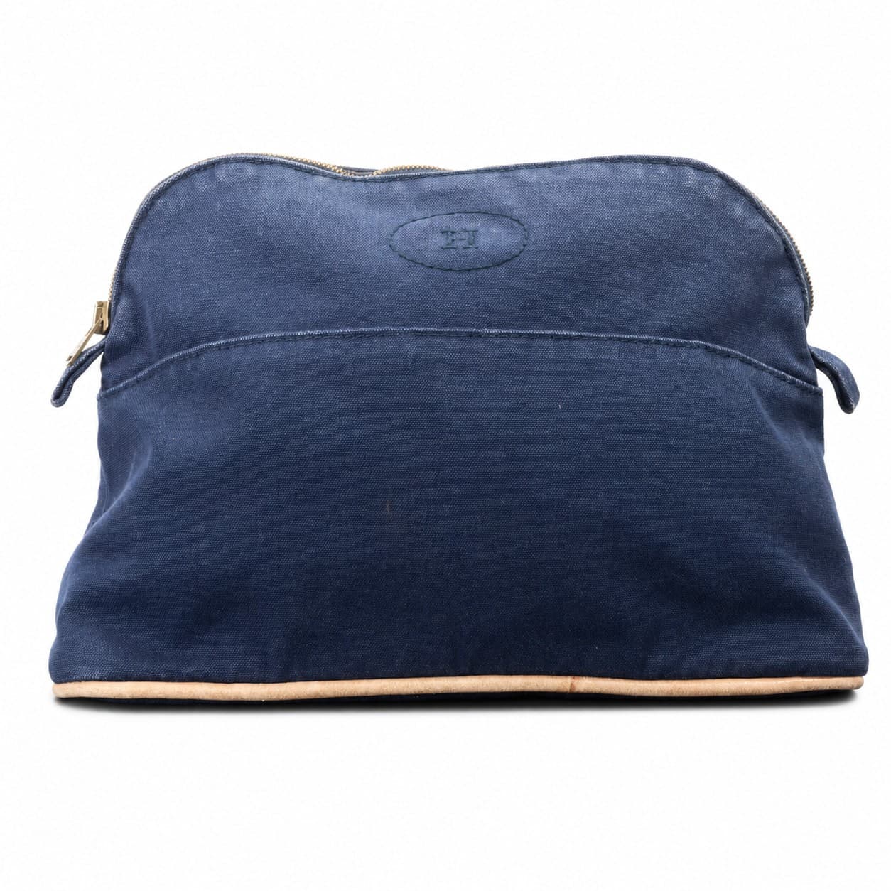 Hermès Bolide MM Navy Canvas Leather Cosmetic Pouch Toiletry Bag handbags auction on bidia.ai