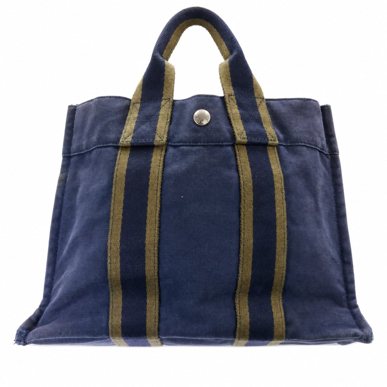 Hermès Fourre Tout PM Canvas Tote Handbag Purse Bag Navy Striped handbags auction on bidia.ai
