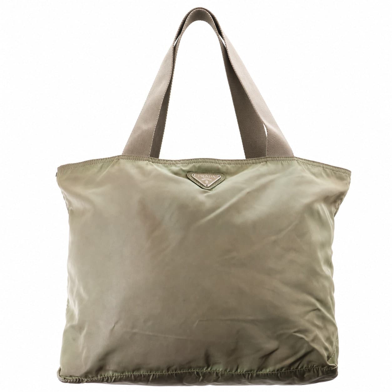Prada Nylon Tote Shoulder Bag Handbag Purse Olive Green Tessuto handbags auction on bidia.ai
