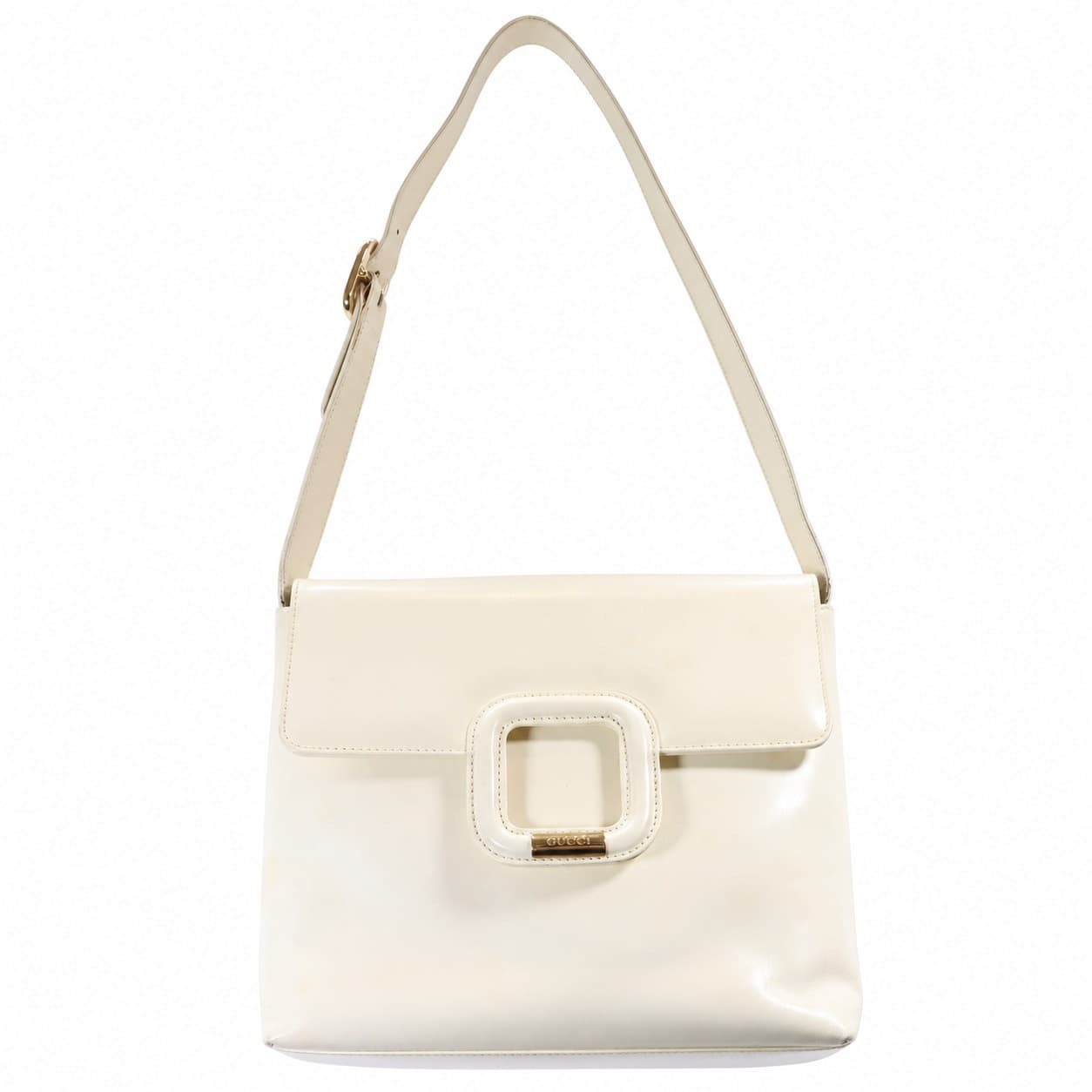 Gucci Ivory Leather Shoulder Bag Handbag Purse Gold Hardware handbags auction on bidia.ai