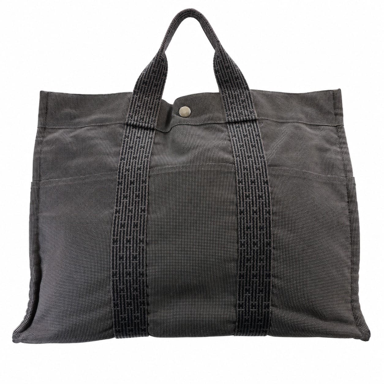Hermès Herline MM Canvas Tote Bag Handbag Purse Gray Charcoal handbags auction on bidia.ai