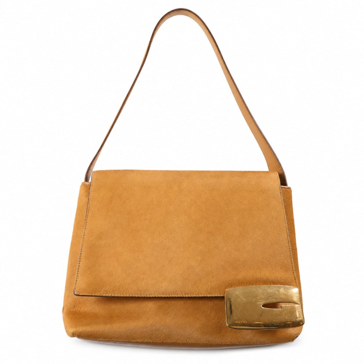 Gucci Pony Hair Calf Hair Shoulder Bag Handbag Purse Camel Gold Hardware handbags auction on bidia.ai