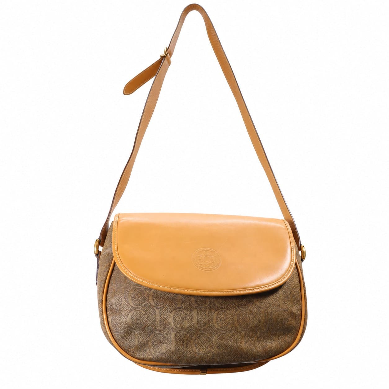 Gucci GG Monogram Canvas Leather Crossbody Shoulder Bag Handbag Purse Brown handbags auction on bidia.ai