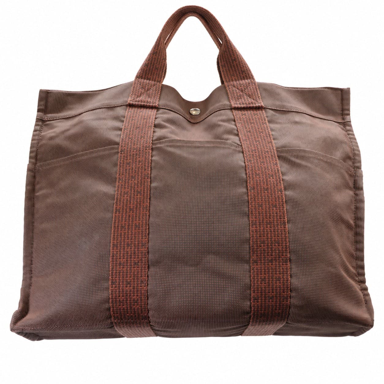 Hermès Herline Brown Canvas Tote Handbag Purse Bag Zip Top handbags auction on bidia.ai