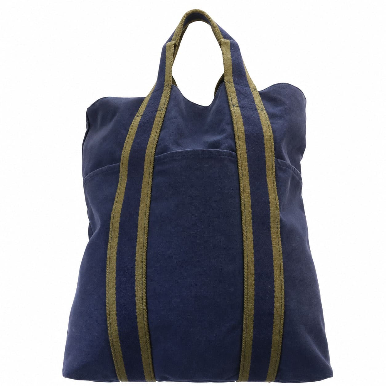Hermès Fourre Tout Navy Canvas Tote Bag Handbag Purse Striped Handles handbags auction on bidia.ai