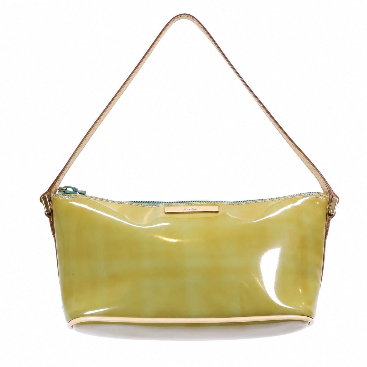 Gucci Patent Leather Shoulder Bag Handbag Purse Yellow Green handbags auction on bidia.ai