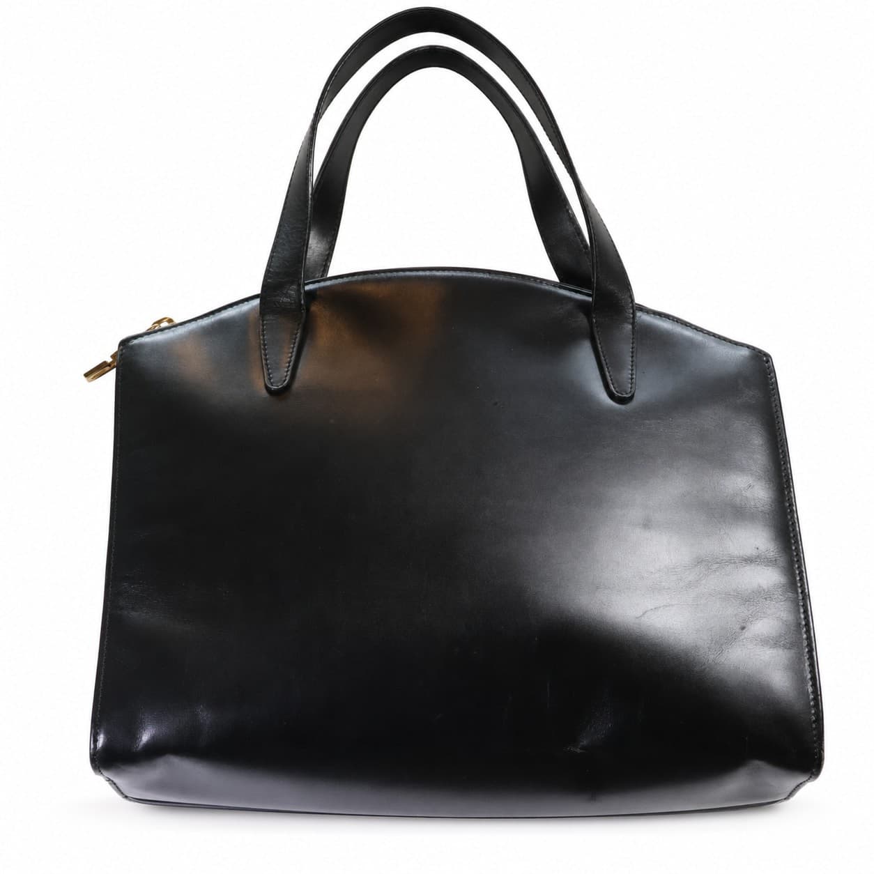 Gucci Black Leather Top Handle Satchel Handbag Purse Bag Gold Hardware handbags auction on bidia.ai