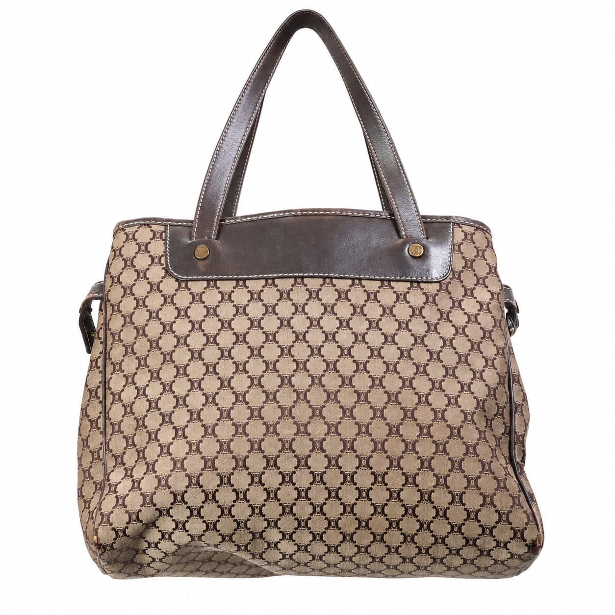 Céline Macadam Canvas Leather Brown Tote Handbag Purse Bag Top Handle handbags auction on bidia.ai