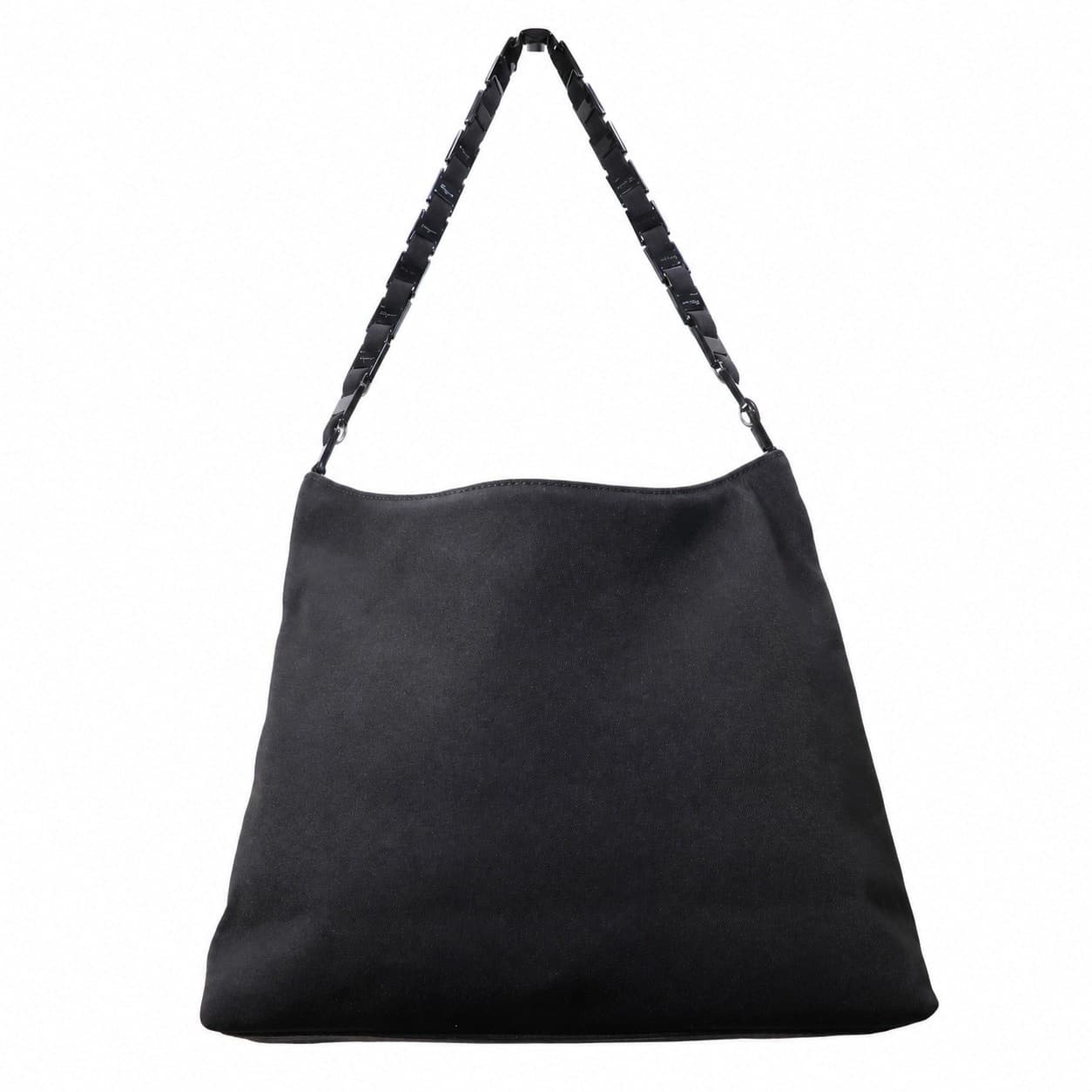 Salvatore Ferragamo Black Canvas Shoulder Bag Handbag Purse Chain Strap handbags auction on bidia.ai