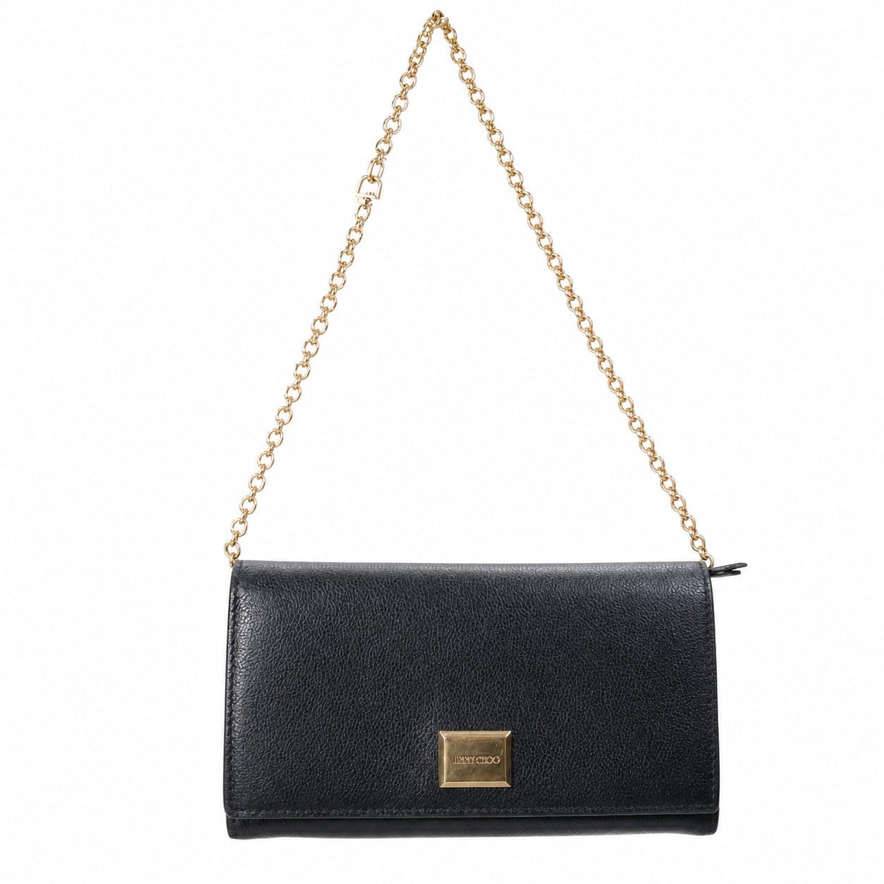 Jimmy Choo Black Leather Wallet Crossbody Shoulder Bag Handbag Purse Chain handbags auction on bidia.ai