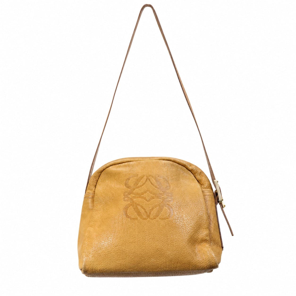 Loewe Anagram Leather Crossbody Shoulder Bag Handbag Purse Tan Camel handbags auction on bidia.ai