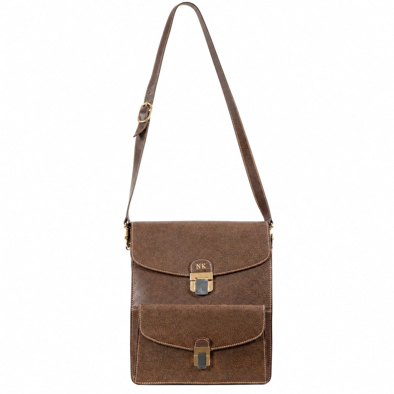 Gucci Brown Leather Crossbody Shoulder Bag Purse Handbag Messenger handbags auction on bidia.ai