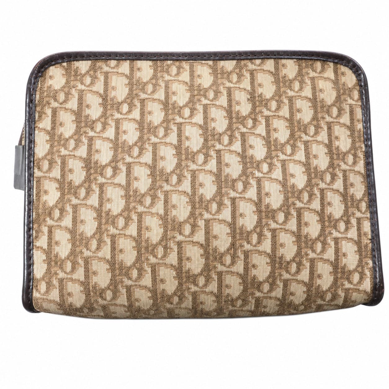 Christian Dior Oblique Monogram Canvas Leather Clutch Bag Purse Brown handbags auction on bidia.ai