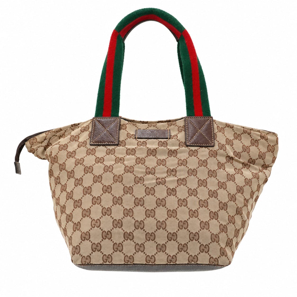 Gucci GG Canvas Web Stripe Tote Bag Shoulder Bag Handbag Purse Brown Beige handbags auction on bidia.ai