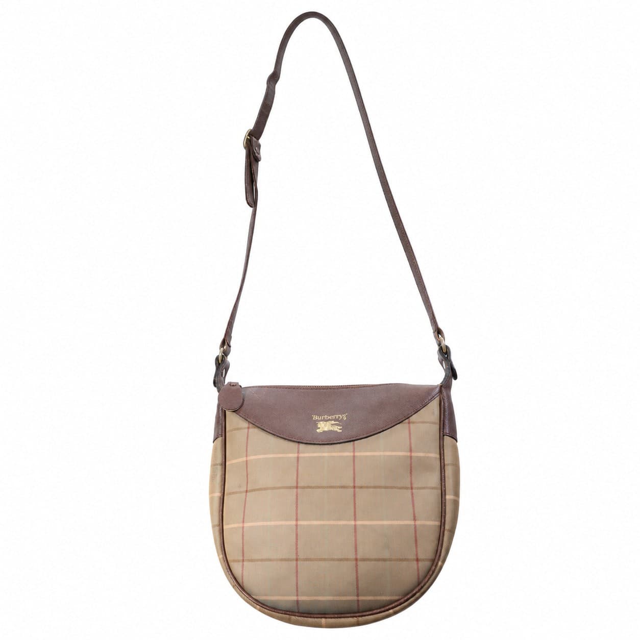 Burberrys Check Canvas Leather Crossbody Shoulder Bag Handbag Purse Beige Brown handbags auction on bidia.ai