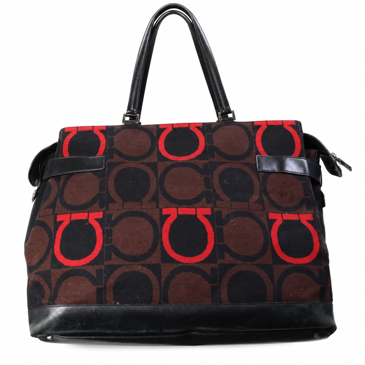 Salvatore Ferragamo Gancini Canvas Leather Satchel Shoulder Bag Handbag Purse handbags auction on bidia.ai