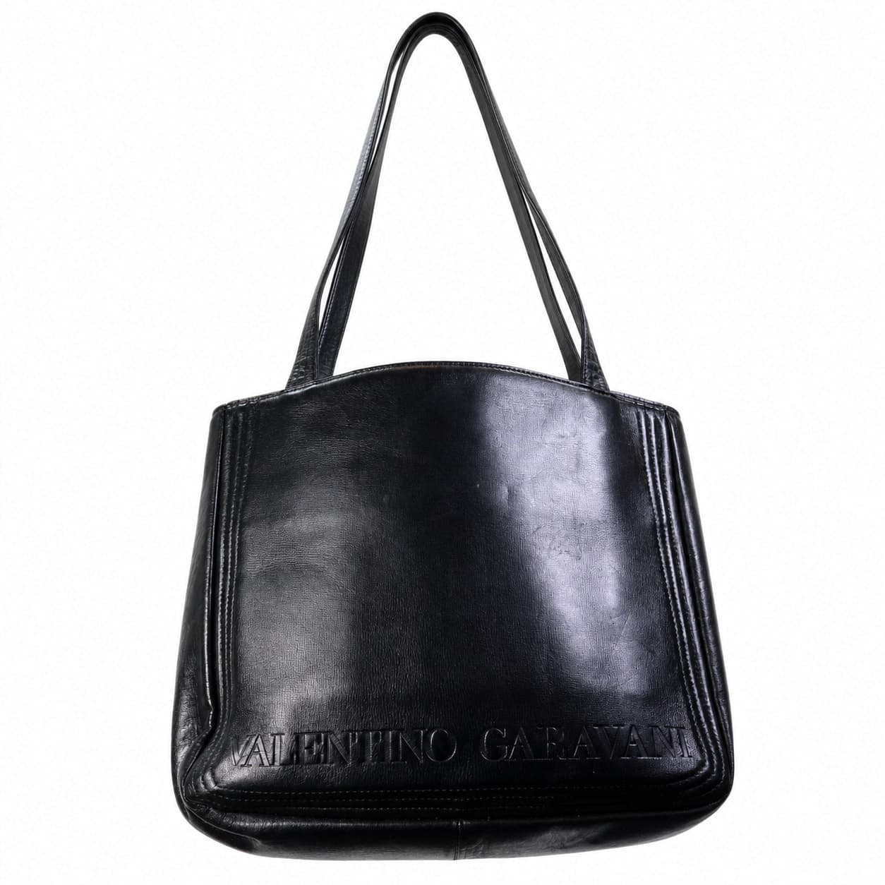 Valentino Garavani Black Leather Shoulder Bag Handbag Purse Gold Hardware handbags auction on bidia.ai