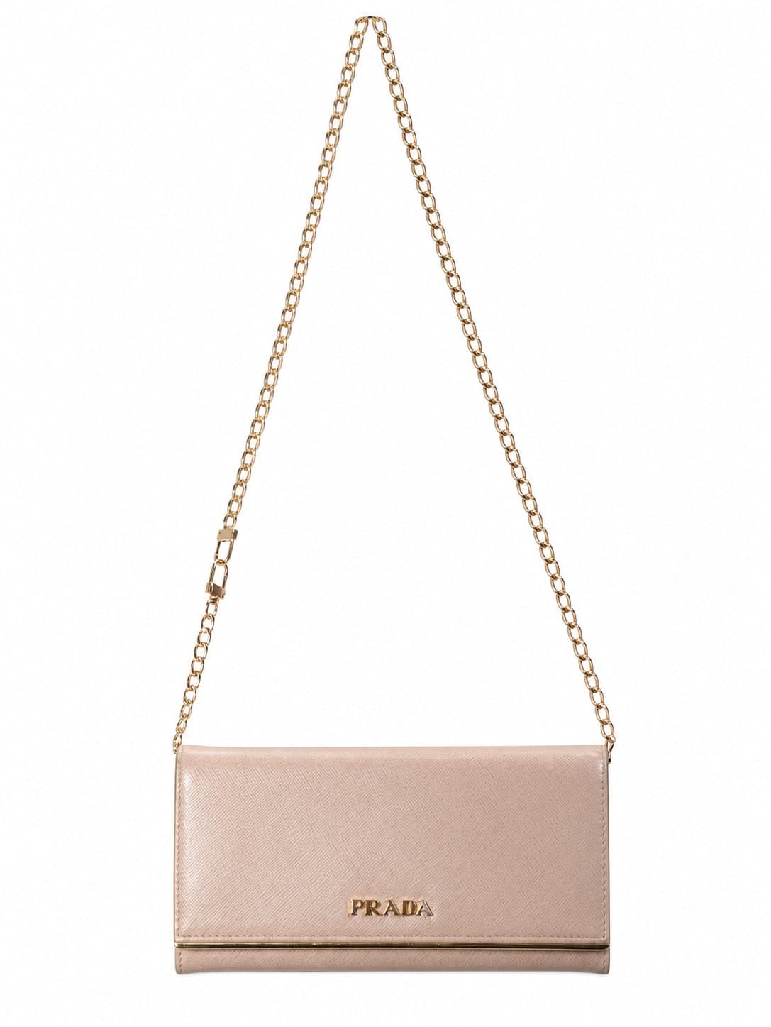 Prada Saffiano Metal Leather Wallet On Chain Crossbody Bag Purse Cipria Pink handbags auction on bidia.ai