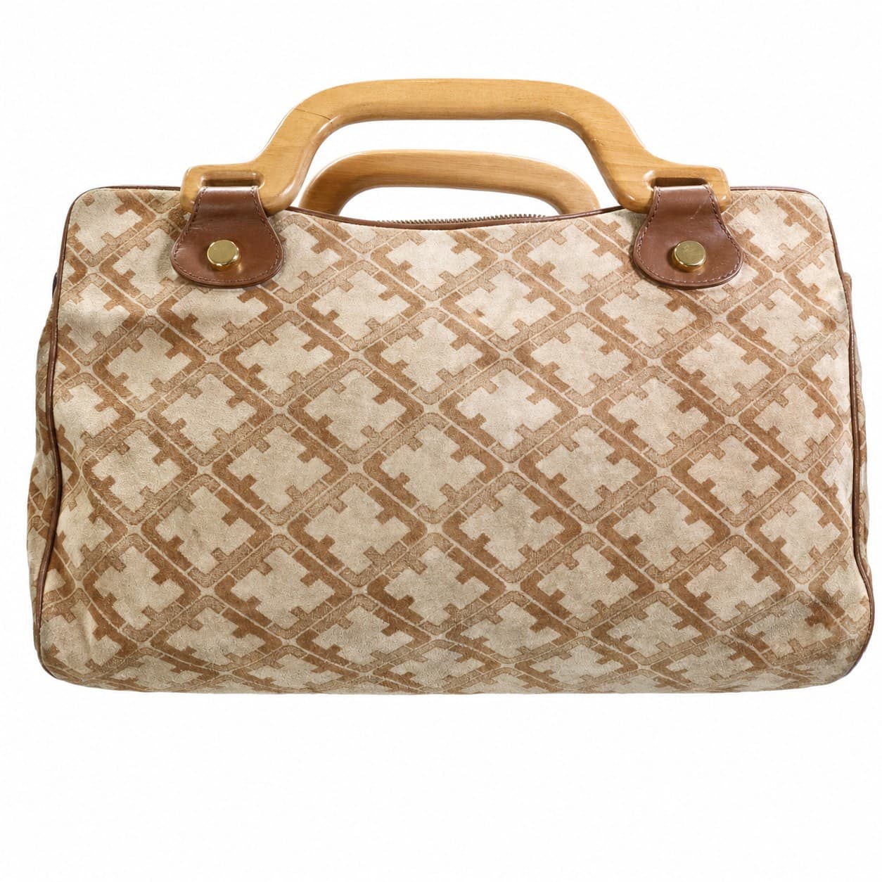 Salvatore Ferragamo Monogram Canvas Top Handle Bag Handbag Brown Beige handbags auction on bidia.ai