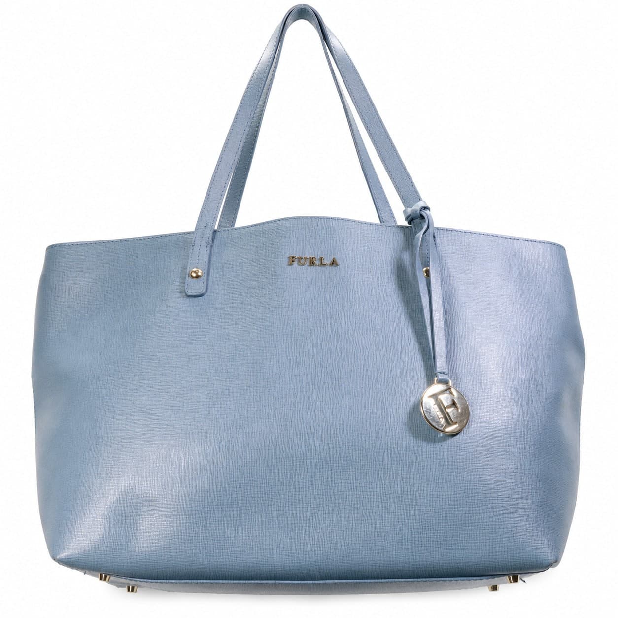 Furla Saffiano Leather Tote Handbag Purse Bag Blue handbags auction on bidia.ai