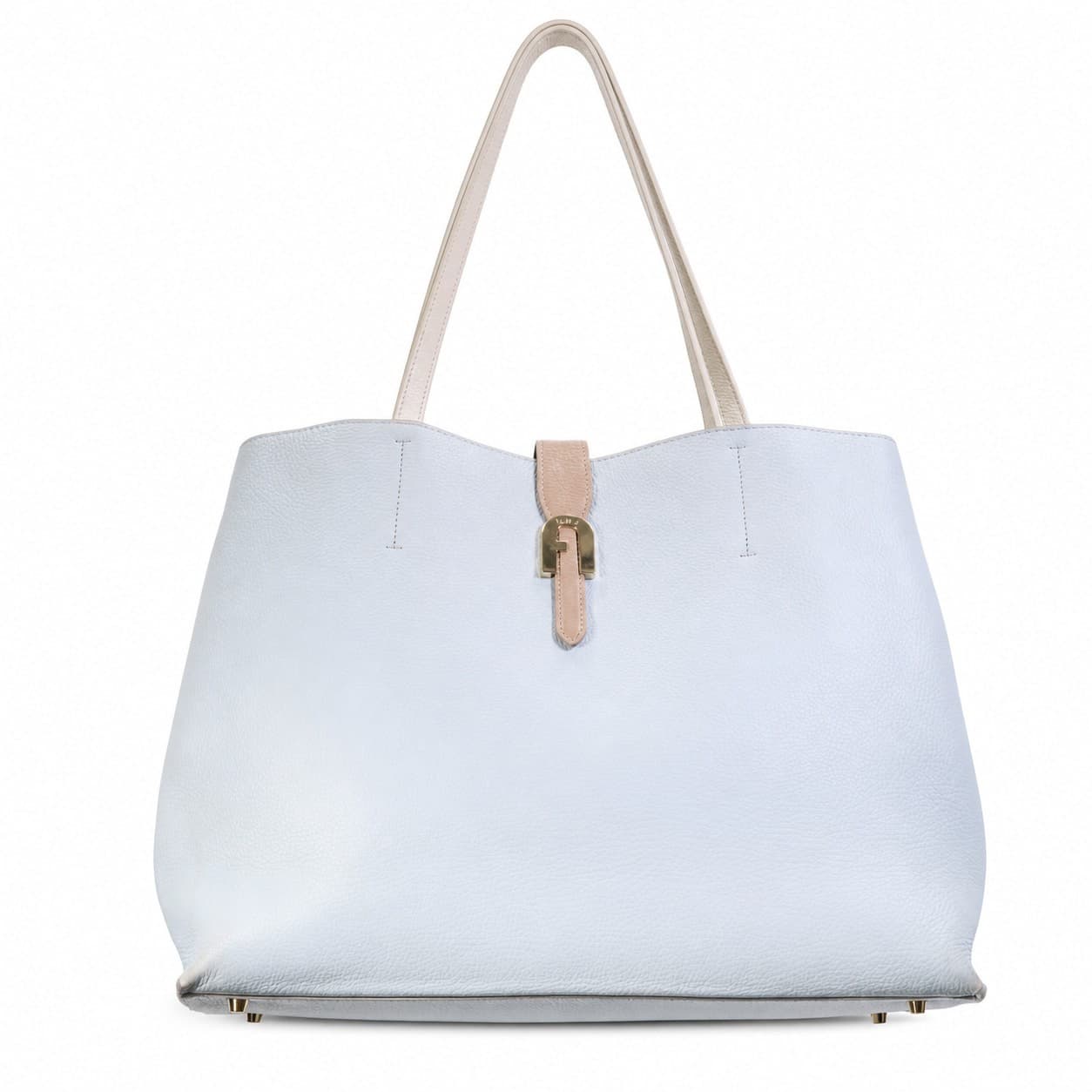 Furla Pebbled Leather Tote Shoulder Bag Handbag Purse Light Blue handbags auction on bidia.ai