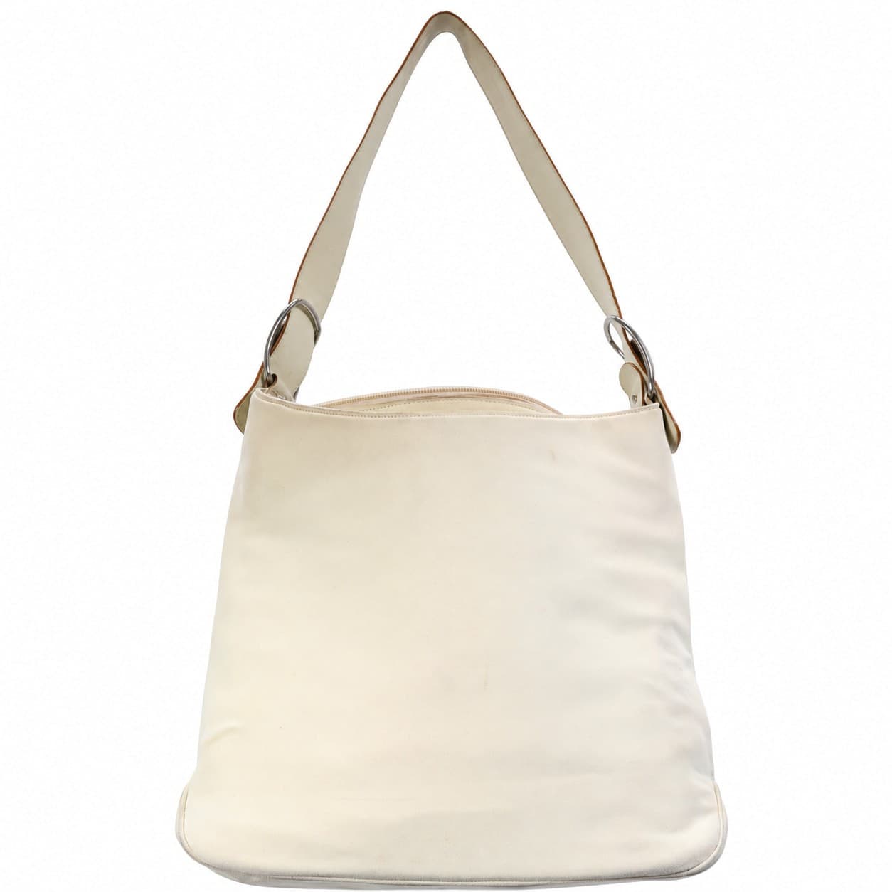 Salvatore Ferragamo Canvas Leather Shoulder Bag Handbag Purse Cream handbags auction on bidia.ai
