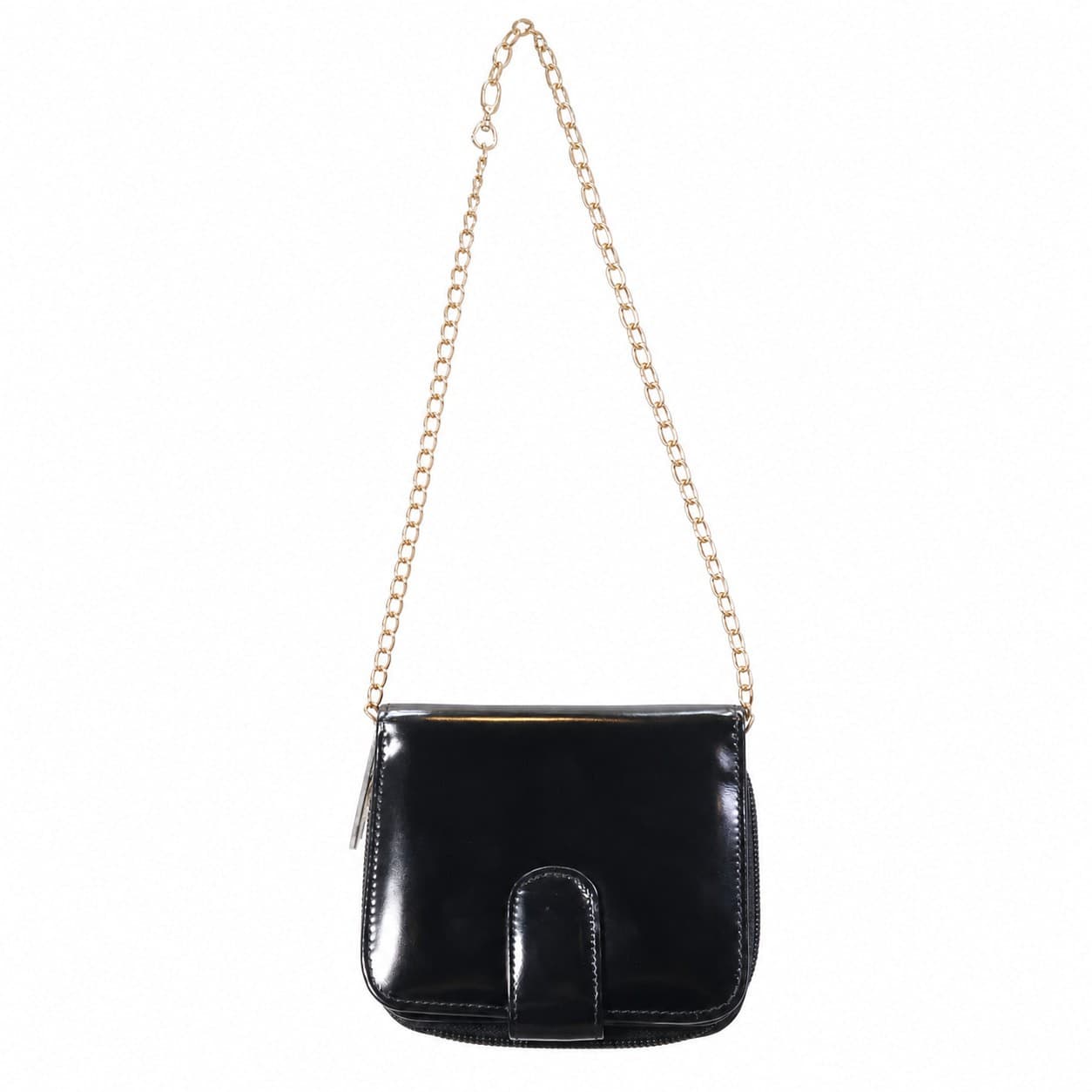 Salvatore Ferragamo Black Patent Leather Crossbody Shoulder Bag Handbag Purse Chain Strap handbags auction on bidia.ai