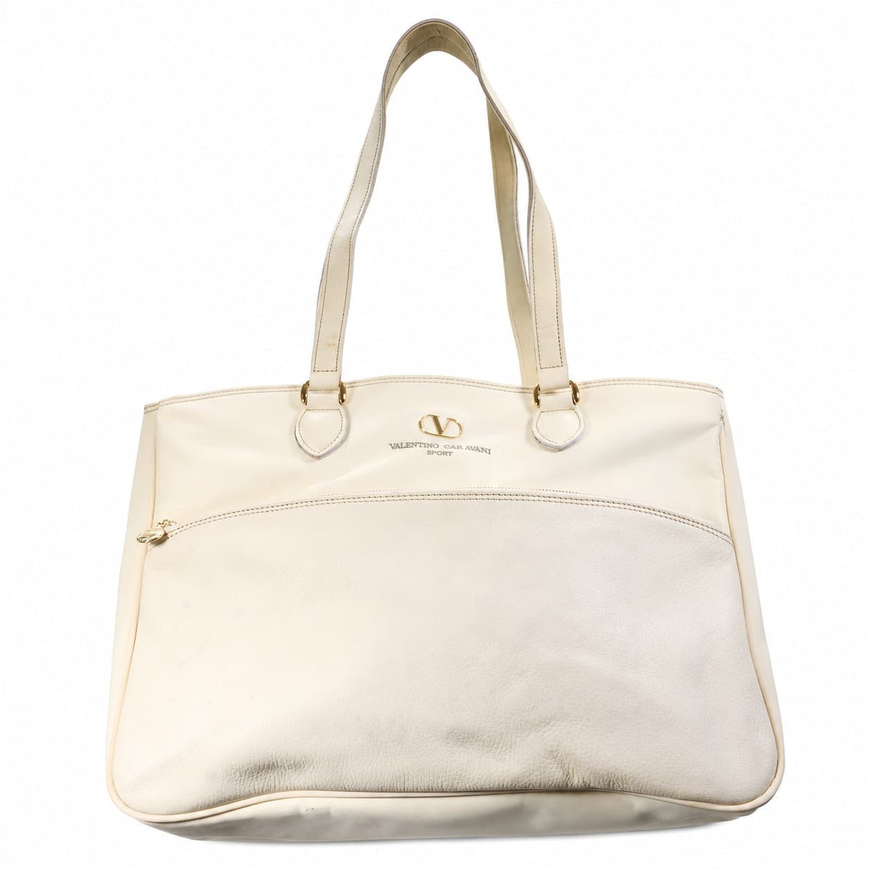 Valentino Garavani Sport Ivory Leather Tote Shoulder Bag Handbag Purse handbags auction on bidia.ai