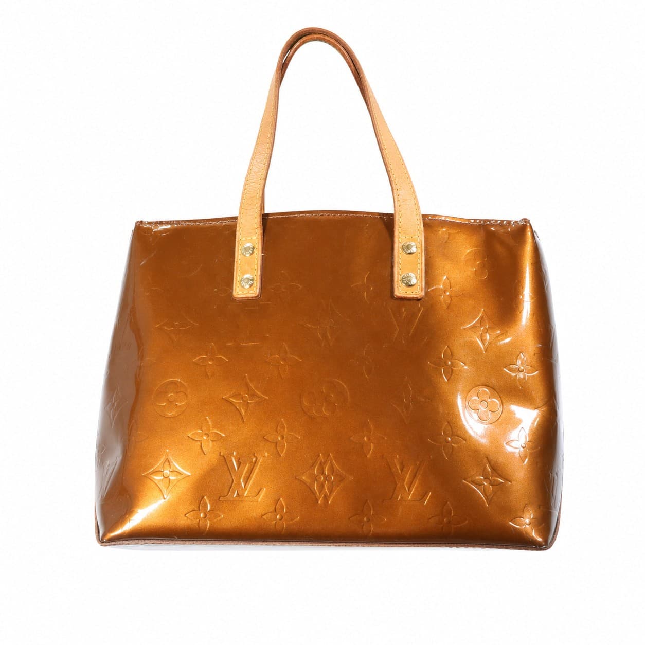 Louis Vuitton Monogram Vernis Houston Tote Handbag Purse Bag Bronze Patent Leather handbags auction on bidia.ai