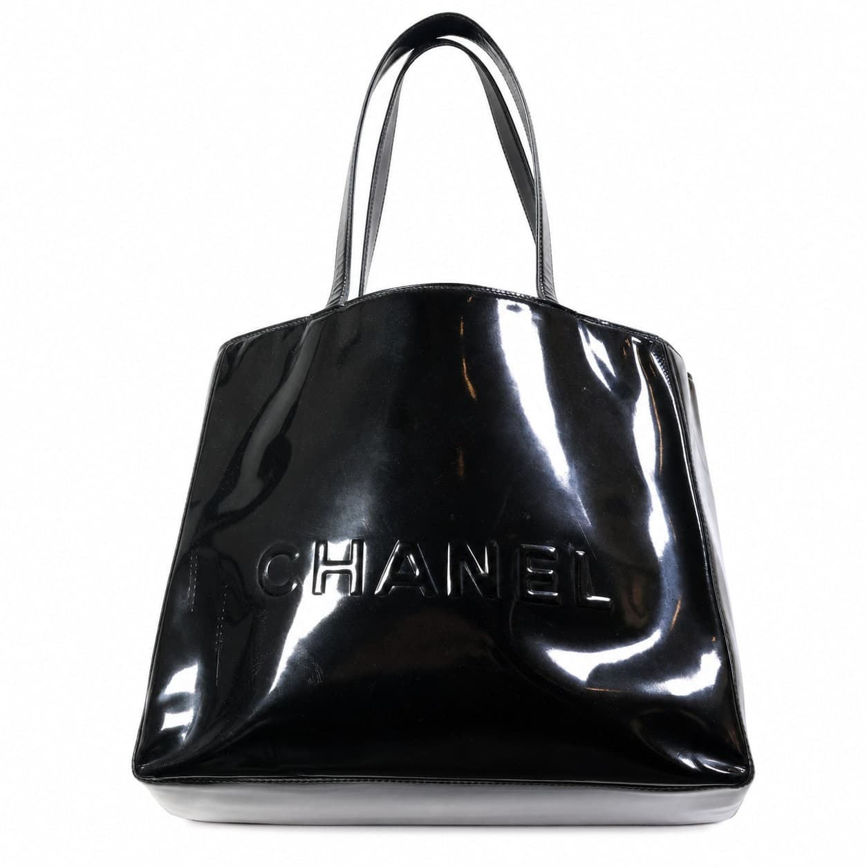 Chanel Black Patent Leather Tote Shoulder Bag Handbag Purse Gold Hardware handbags auction on bidia.ai