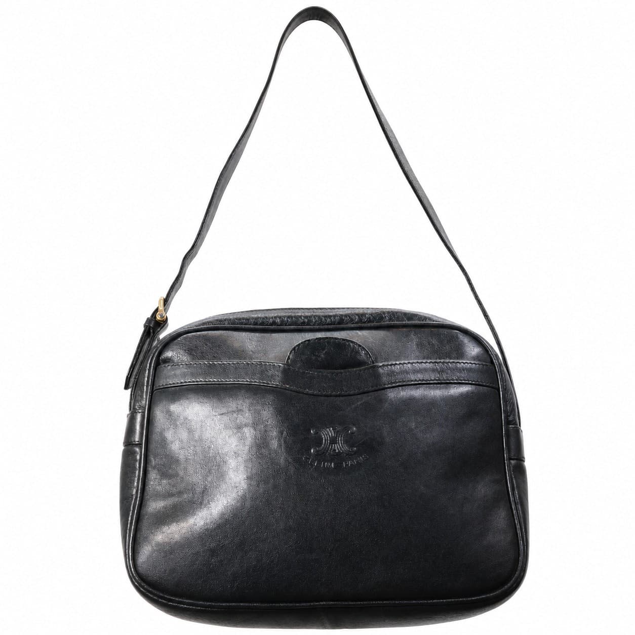 Céline Black Leather Crossbody Shoulder Bag Camera Bag Triomphe Purse handbags auction on bidia.ai