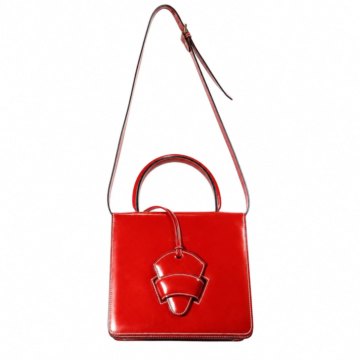 Loewe Patent Leather Top Handle Shoulder Bag Handbag Purse Red handbags auction on bidia.ai