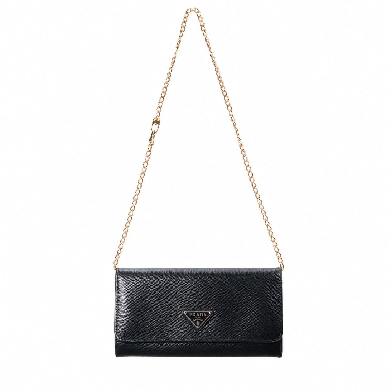 Prada Saffiano Leather Wallet On Chain Crossbody Bag Purse Handbag Black handbags auction on bidia.ai