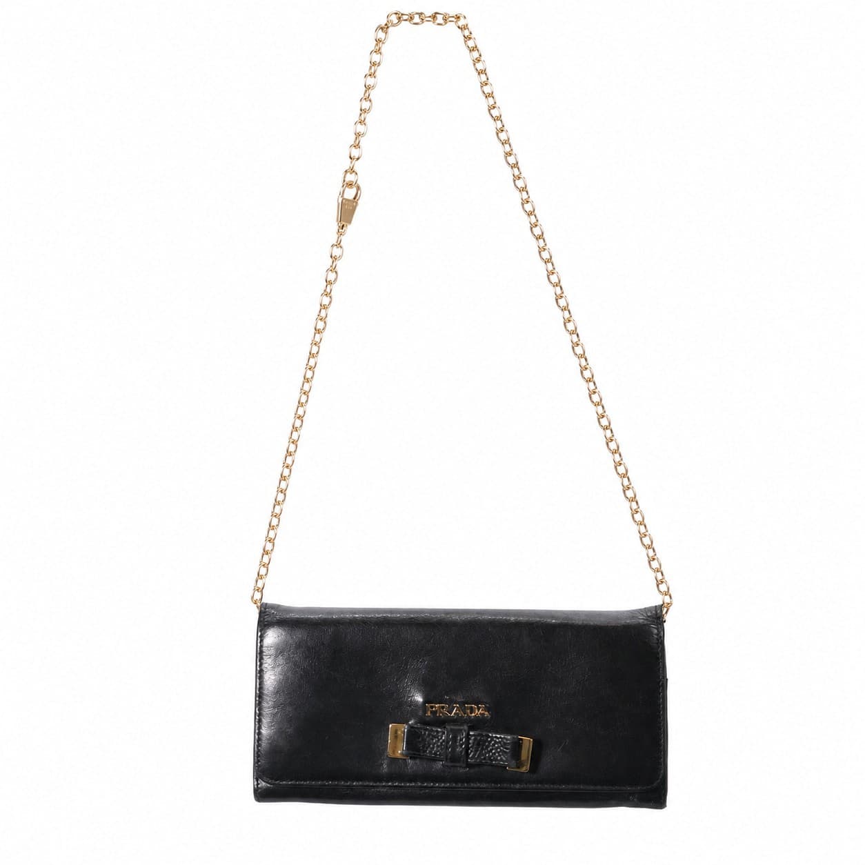 Prada Black Soft Calf Leather Wallet On Chain Crossbody Bag Purse Handbag handbags auction on bidia.ai