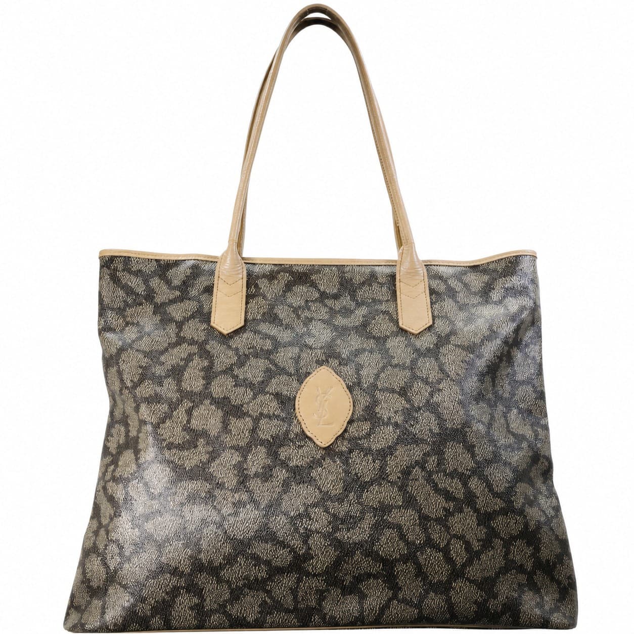 Yves Saint Laurent Metallic Canvas Leather Tote Bag Handbag Purse Shoulder Bag handbags auction on bidia.ai