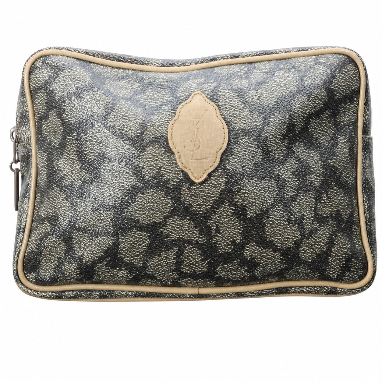 Yves Saint Laurent Metallic Coated Canvas Cosmetic Case Makeup Bag Pouch handbags auction on bidia.ai