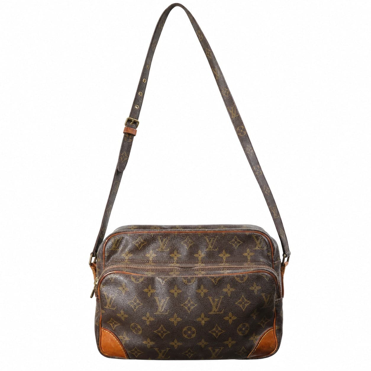 Louis Vuitton Nile Monogram Canvas Crossbody Shoulder Bag Handbag Purse Brown handbags auction on bidia.ai