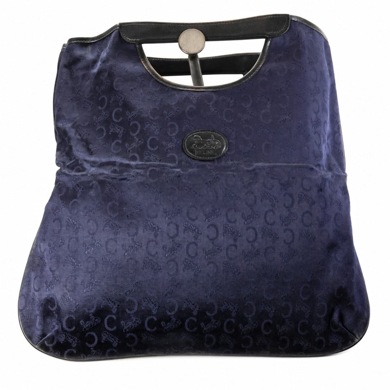 Céline Macadam Navy Blue Monogram Jacquard Top Handle Hobo Bag Handbag Purse handbags auction on bidia.ai