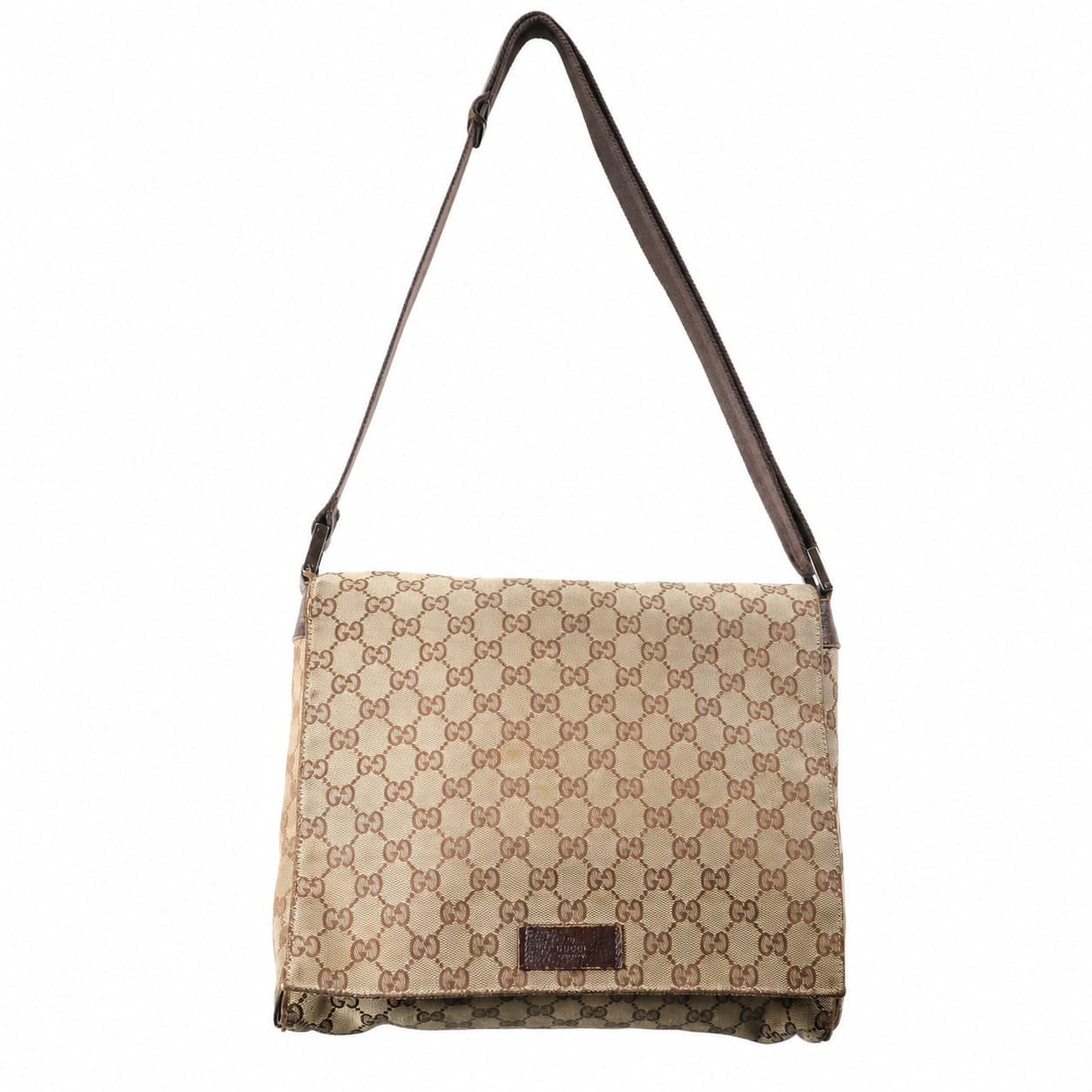Gucci GG Canvas Messenger Crossbody Shoulder Bag Beige Brown Handbag Purse handbags auction on bidia.ai