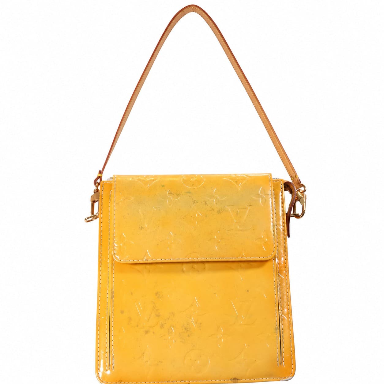 Louis Vuitton Thompson Street Vernis Patent Leather Crossbody Shoulder Bag Yellow handbags auction on bidia.ai