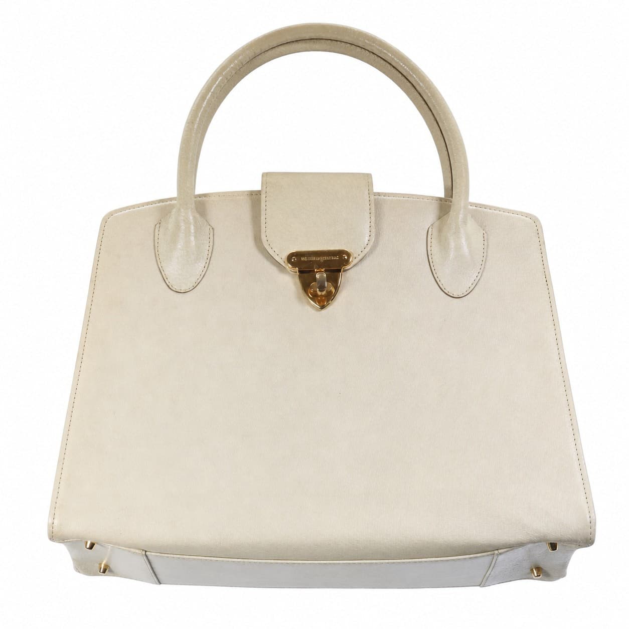Valentino Garavani Leather Top Handle Bag Handbag Purse Satchel Ivory Beige handbags auction on bidia.ai