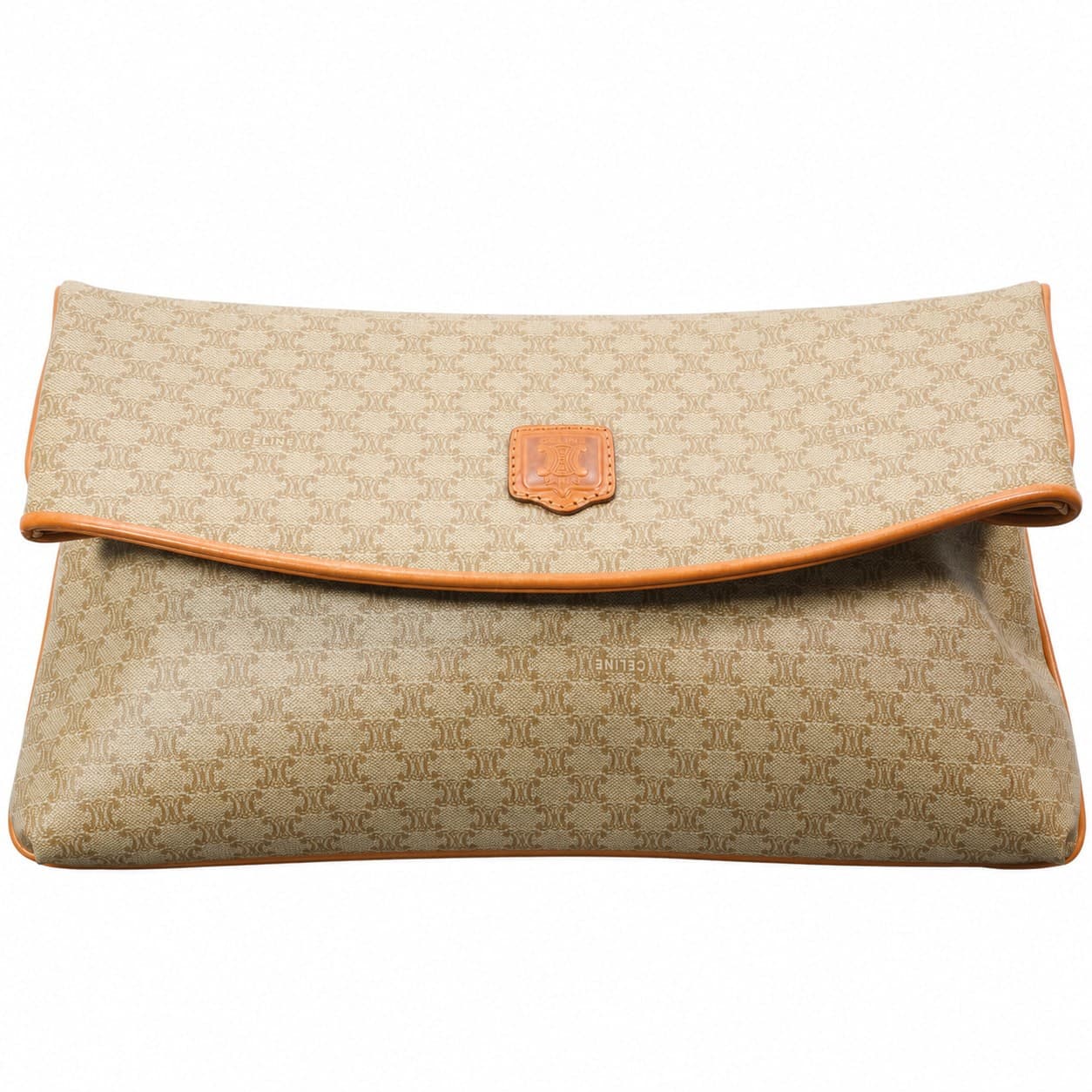 Céline Macadam Canvas Leather Clutch Bag Purse Handbag Beige Tan Vintage handbags auction on bidia.ai