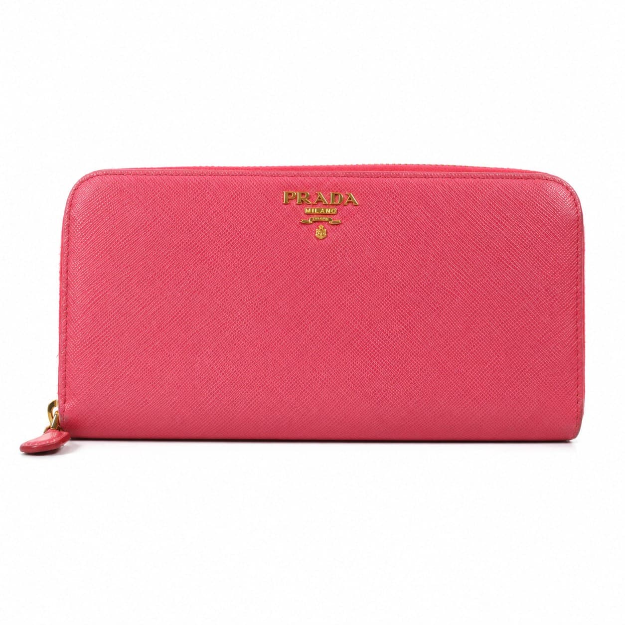 Prada Saffiano Metal Peonia Pink Leather Zip Around Wallet 1ML506 handbags auction on bidia.ai