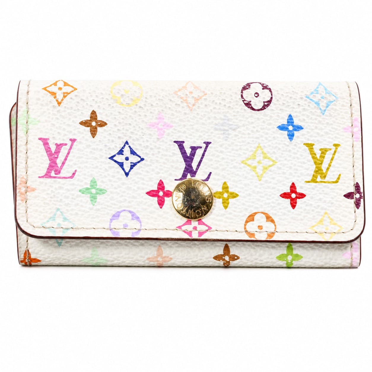 Louis Vuitton Multicolore Monogram 4 Key Holder White Canvas Leather other auction on bidia.ai